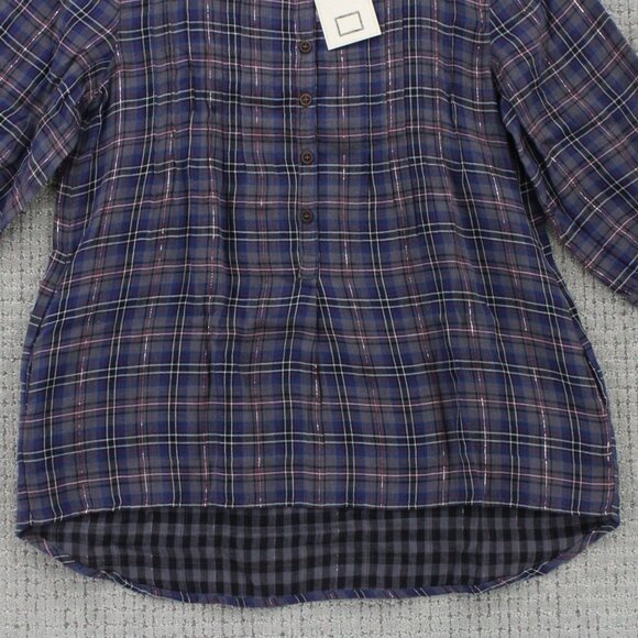 Mo:vint By Anthropologie Womens Small Multicolor Peplum Tunic Button Up Top NWT - Picture 4 of 9